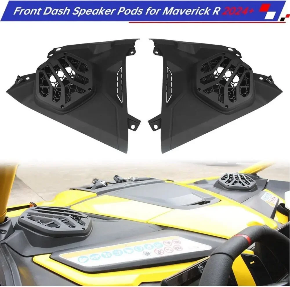 2pcs Front Dash Speaker Pods Compatible with Can-Am Maverick R MAX X RS 2024+